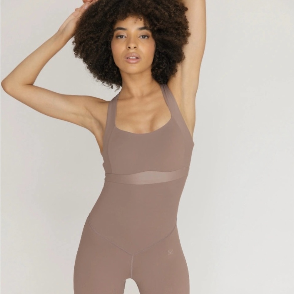 Women's Latte Brown Bodysuit Topissima size Small- NWOT